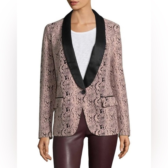 Free People Jacquard Snakeskin Tuxedo Jacket Tapestry Blazer Size XS - Picture 3 of 7